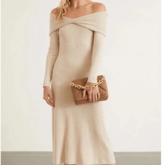 MARA HOFFMAN 
Emery Off The Shoulder Long Sleeve Dress - Oatmeal - Picture 1 of 10